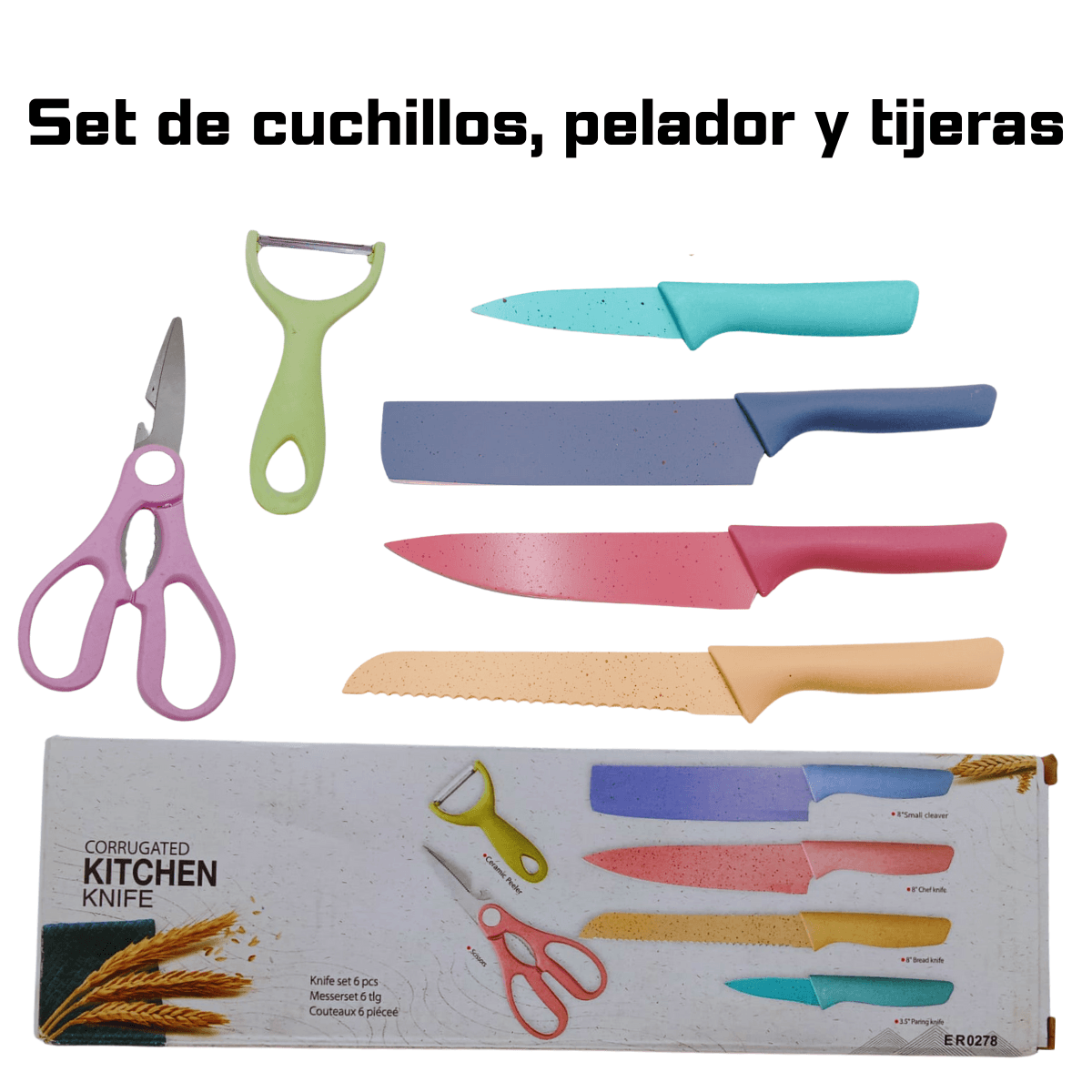 Set de Cuchillos con Tijeras y Rallador - Kit de Cocina - Imagen 1
