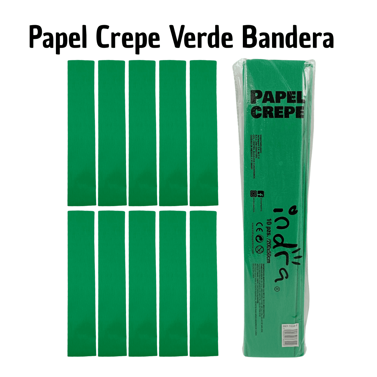 Papel Crepé Verde Bandera - Patrio Mexicano - Imagen 1